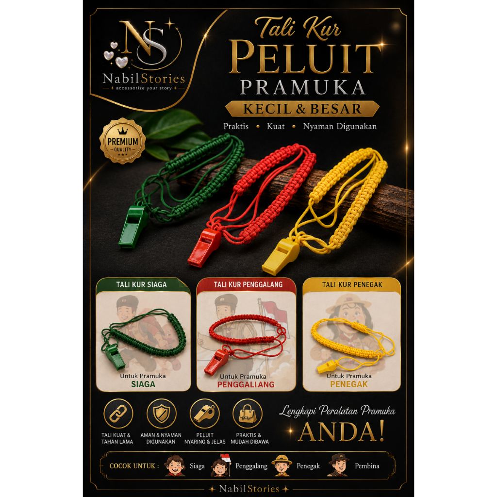 Tali Kur Pluit Pramuka Siaga Penggalang Penegak Pembina Peluit