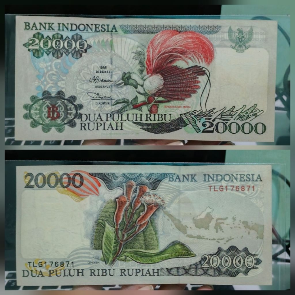 Uang 20 Ribu Cendrawasih 1995Benang Pengaman Diluar