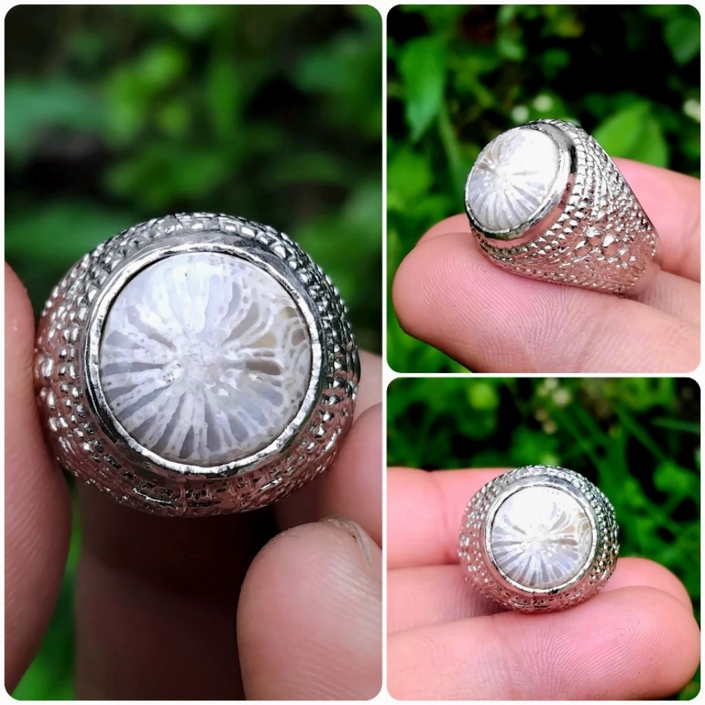 cincin batu akik teratai tunggal