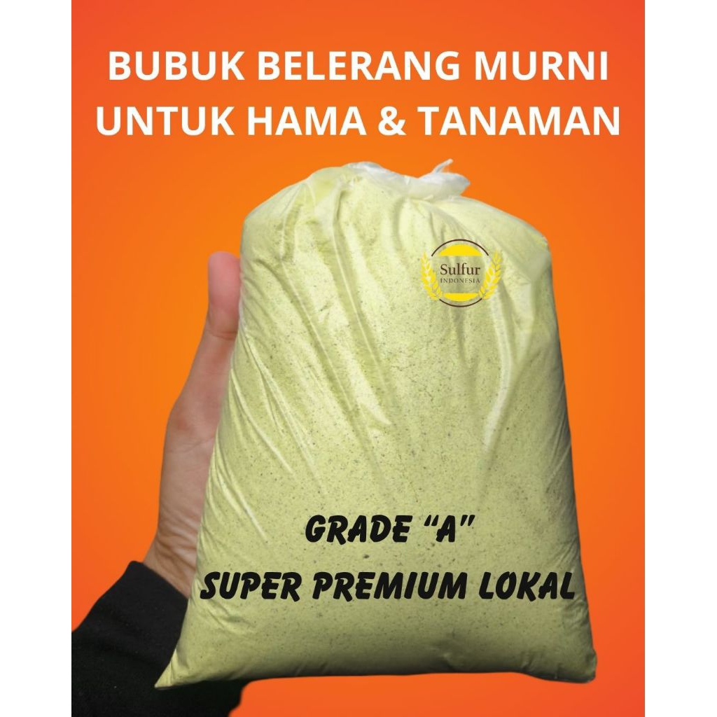 Belerang Bubuk Yellow Sulfur Powder Murni / Pupuk Sulfur Pertanian Kebun / Penolak Ular Tikus Alami 
