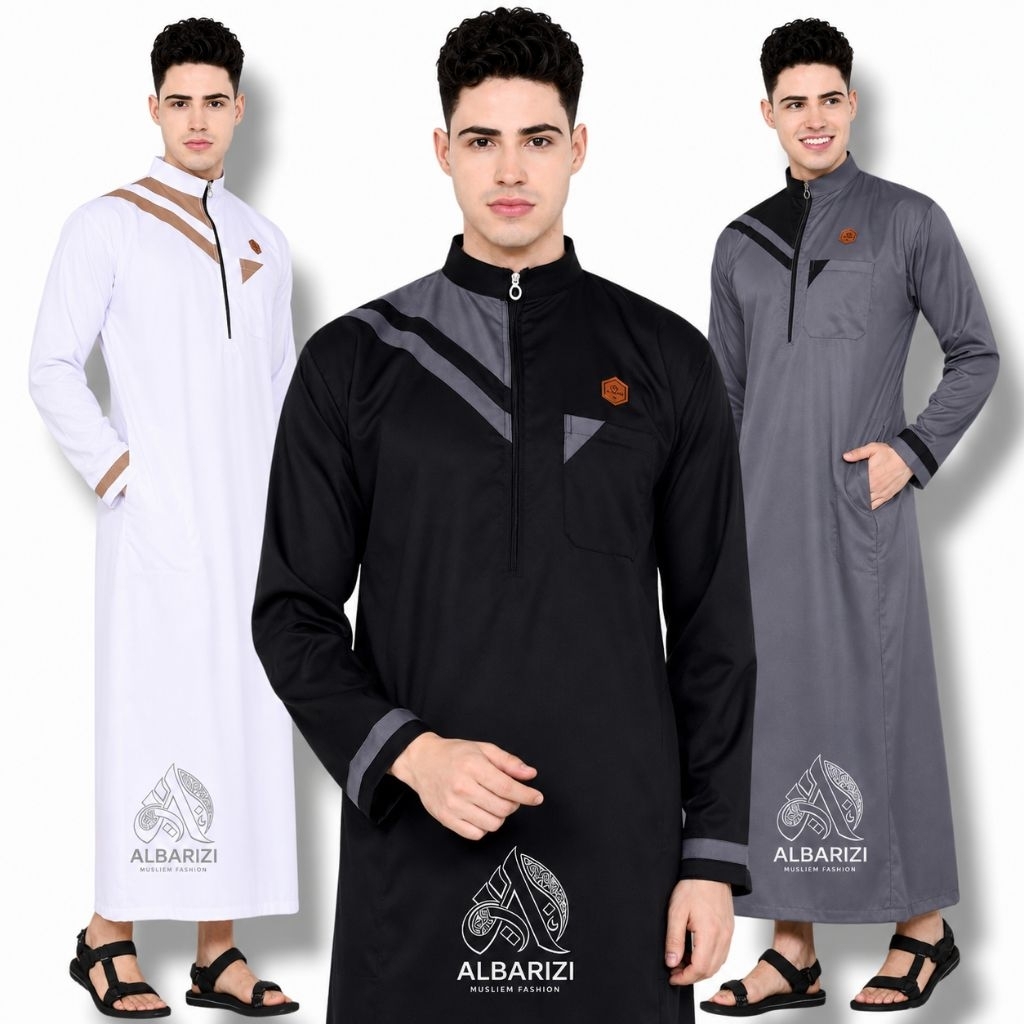 Jubah pria ALVAN gamis pria Original ALBARIZI berbahan kain besway premium
