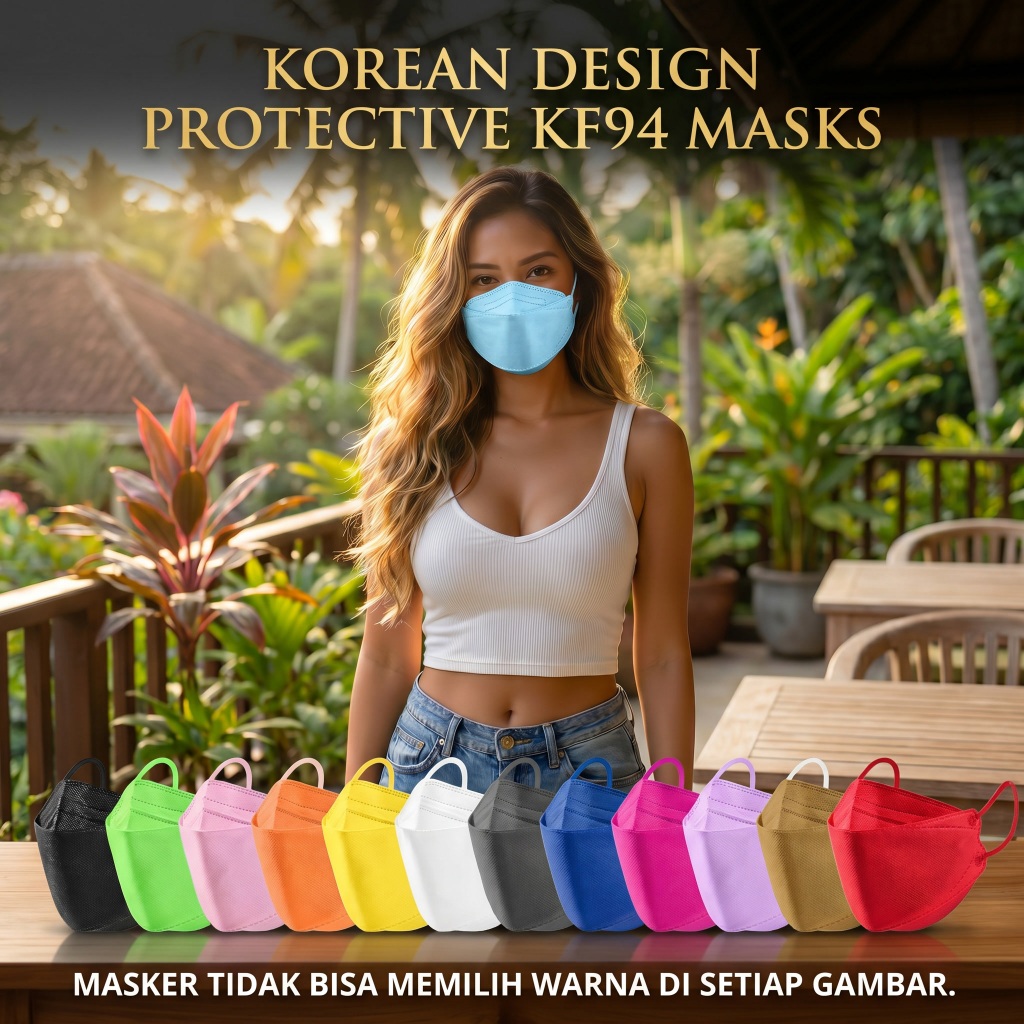 10 PCS Masker KF94 Dewasa Warna 4ply Layer Disposable Adult Earloop Korea Protective 3D Face Mask
