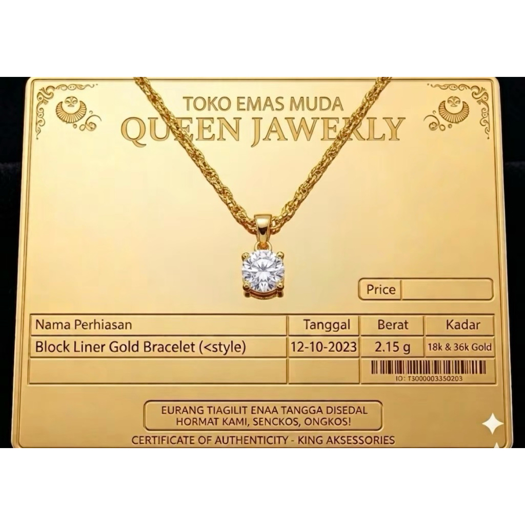 KALUNG NURI PERMATA 3mas mda FREE SURAT TOKO