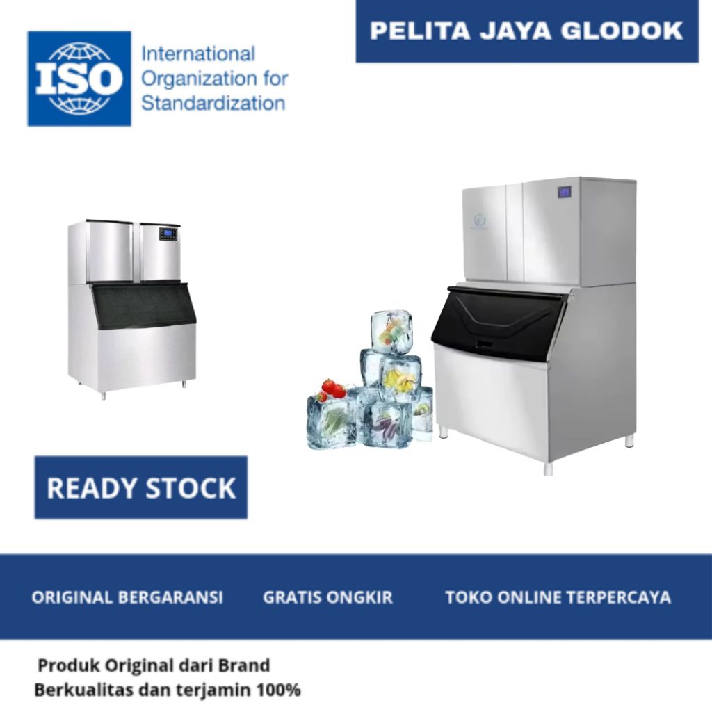 Mesin Pembuat Es Batu Cube / Tube Kristal 1 Ton HZB-1000 Ice Maker Machine Commercial untuk Restoran