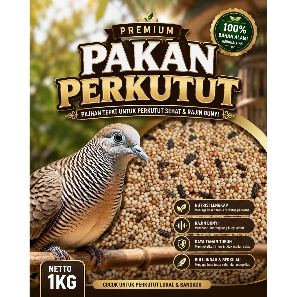 PAKAN PERKUTUT 1KG MAKANAN BURUNG PERKUTUT 1KG MILET PUTIH CAMPUR KETAN HITAM PAKAN KOMPLIT KUTUT