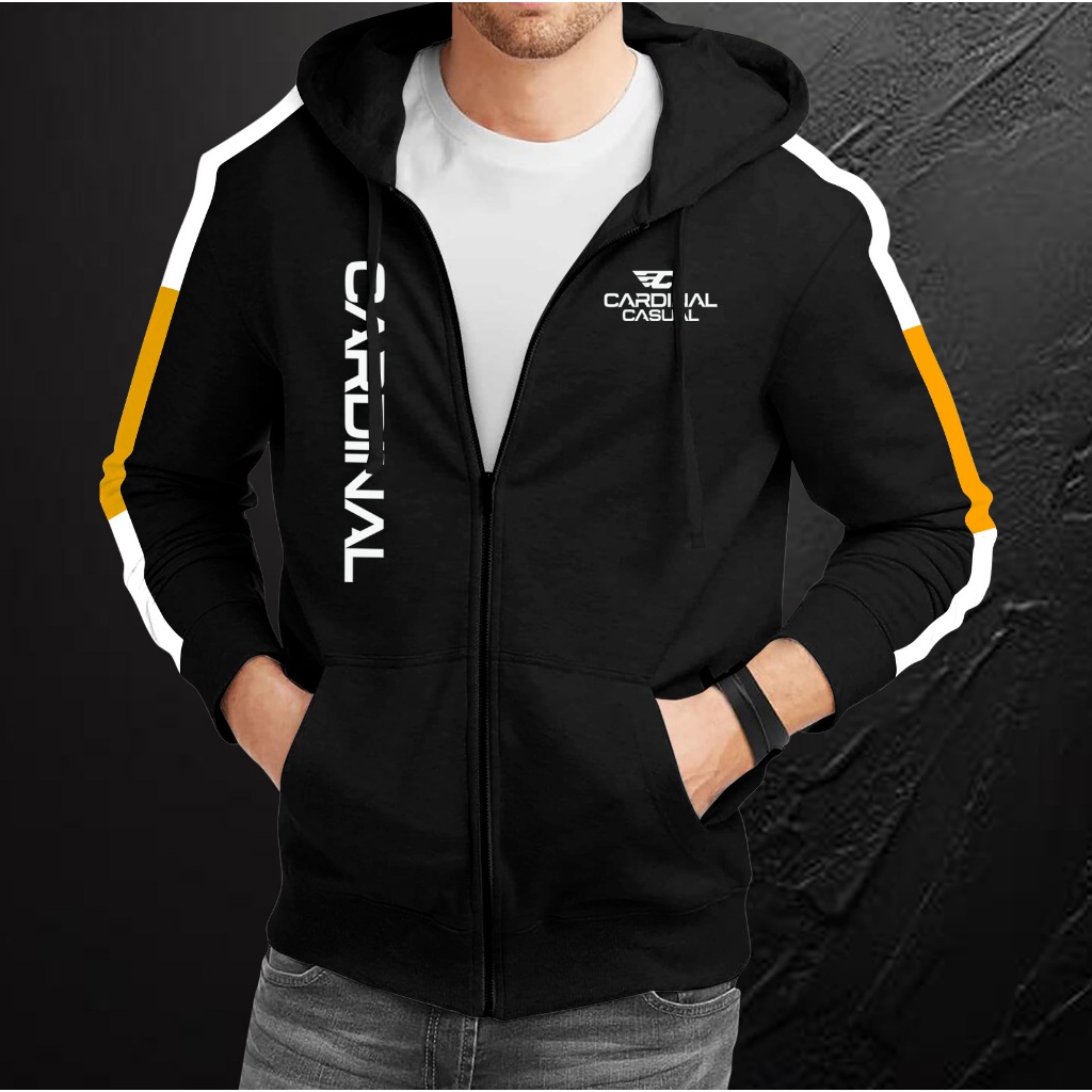 Jaket Zip Hoodie Cardinal Basic Oversize Pria & Wanita Jumbo Cotton Fleece Premium All Size S - 5XL