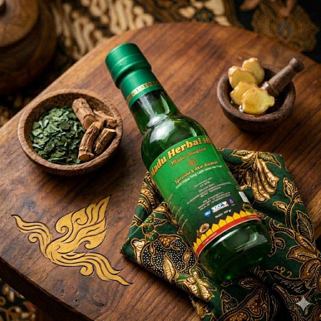 Anugrah Original Madu Herbal Hijau Plus Spirulina & Bajakah 360 gr