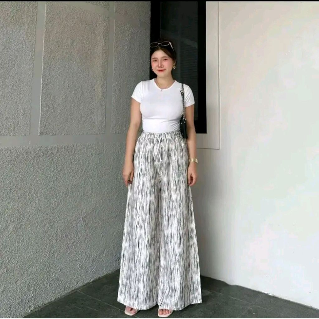 Everyday Pants-Celana Kulot Motif Abstrak Loose Premium