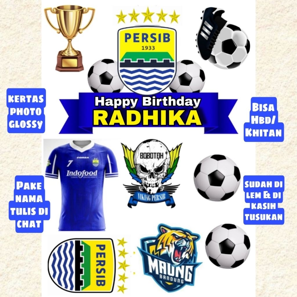 Topper kue Persib custom nama
