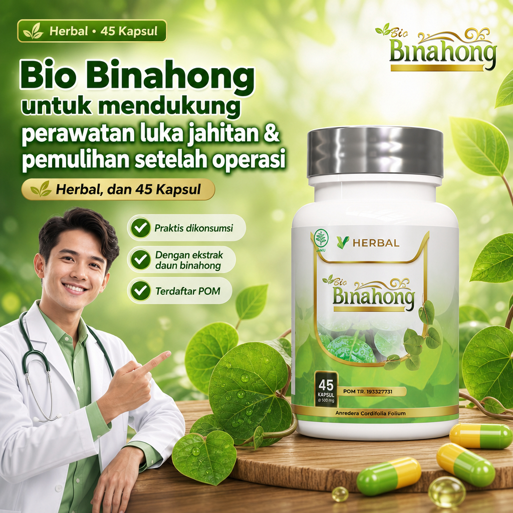 Kapsul Binahong Asli – Obat Herbal Luka Operasi, Luka Jahitan, Luka Diabetes & Pemulihan Tubuh