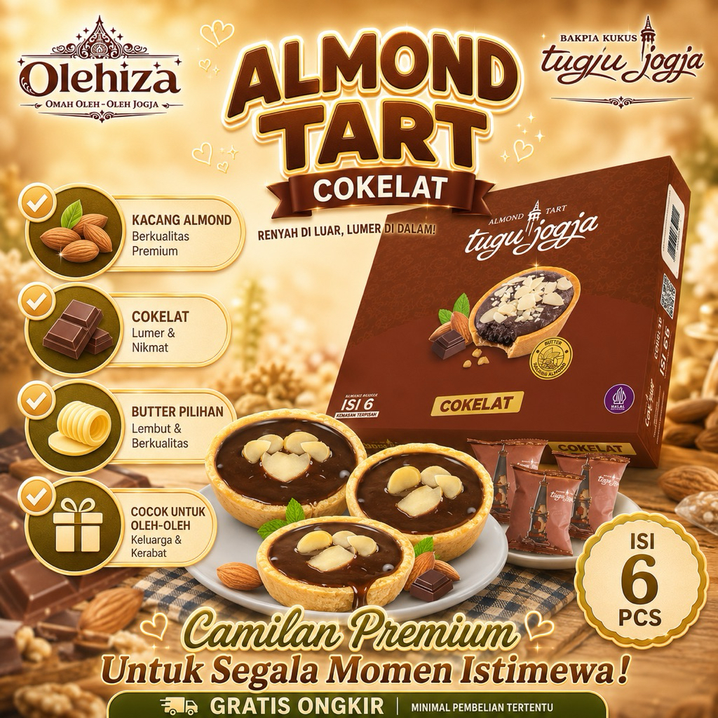 Almond Tart Tugu Jogja – Kue Kering Premium, Renyah & Gurih – Oleh Oleh Jogja