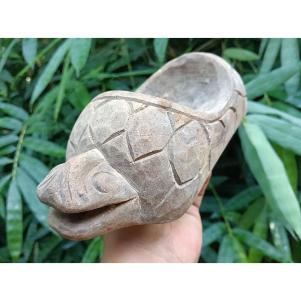 asbak kayu jadul koleksi antik ukir bulus kuro lawas