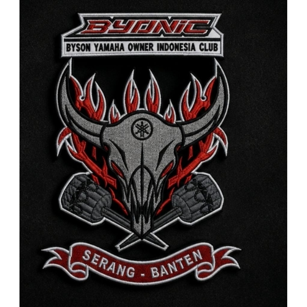 Emblem Patch Bordir BYONIC Byson Yamaha Owner Indonesia Club Serang Banten | Patch Jaket Motor Bordi