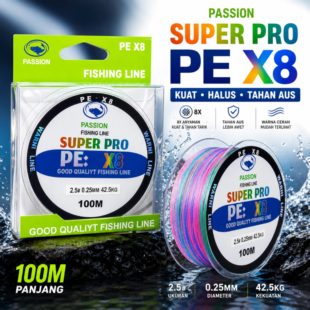 Fishing Line PE X8 100m Senar Pancing Invisible Bahan Nilon Tahan Lama Panjang