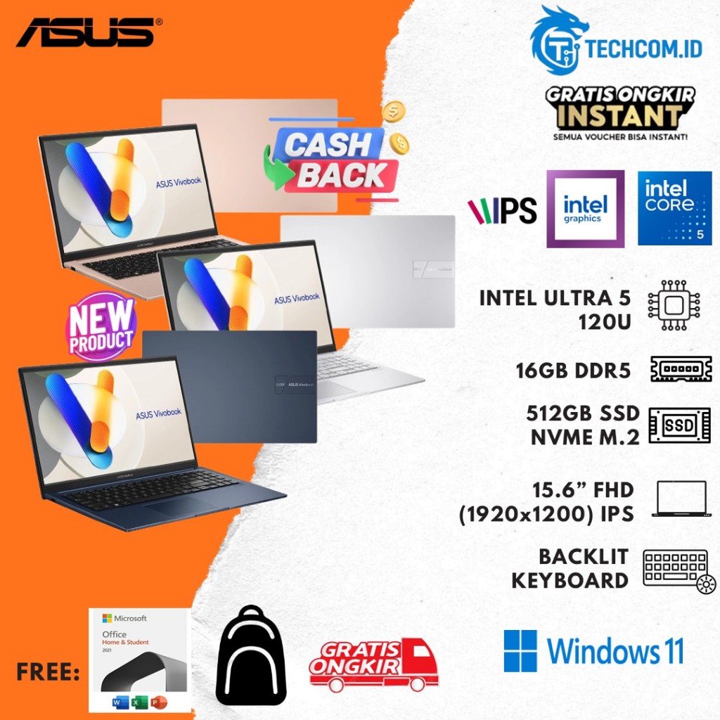 Laptop ASUS Vivobook 15 TOUCH A1504VAP CORE I5 120U 16GB 512GB - Garansi Resmi