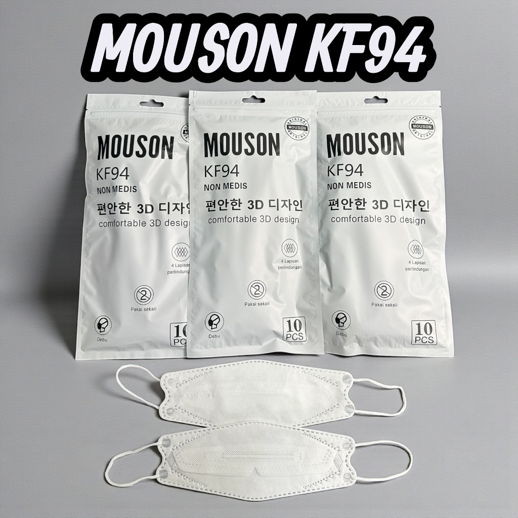Masker KF94 Mouson 4 Lapis – Comfortable 3D Design Earloop Nyaman Isi 10 Pcs