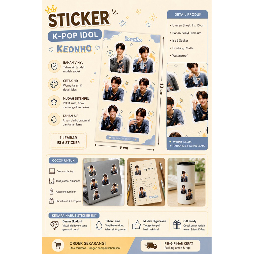 Sticker Keonho Cortis K pop Korean Boy Group Paper Vinyl Waterproof Sticker Buku Journal Koper