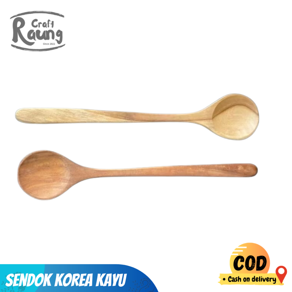 Sendok Makan Korea Kayu Jati Asli 20cm Ramah Lingkungan - Aesthetic