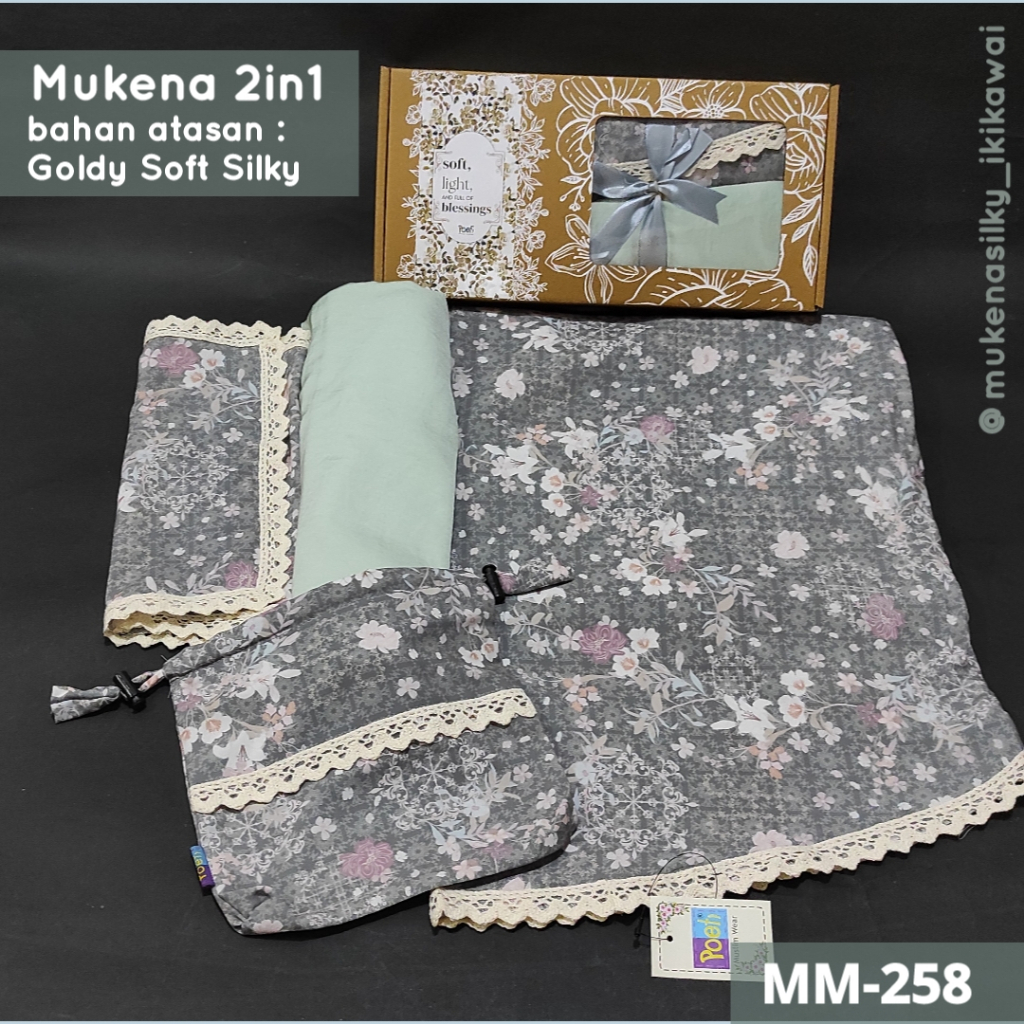 Ikikawai - Mukena Poeti Silky Premium Mukena 2in1 Hampers (MM-258)