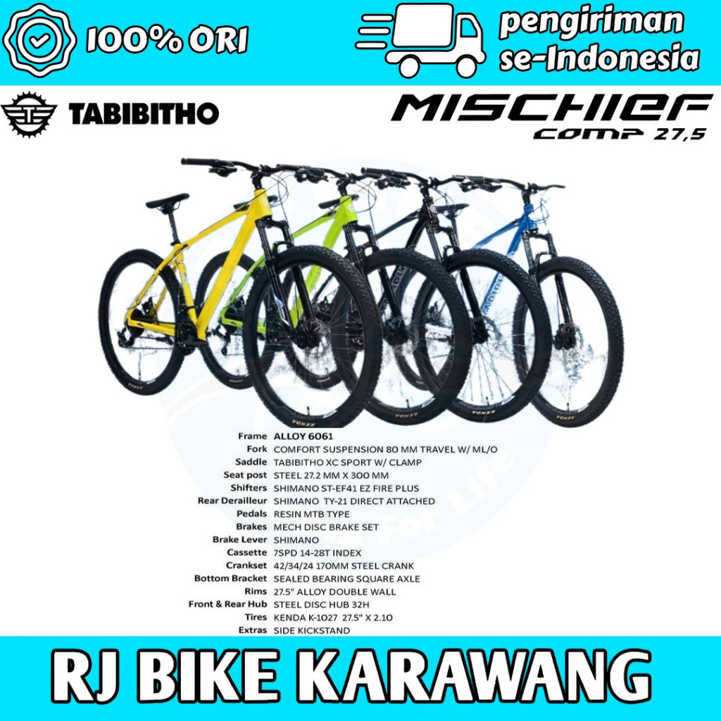 Sepeda Gunung / MTB Tabibitho Mischief Comp Ukuran 27.5 Frame Alloy