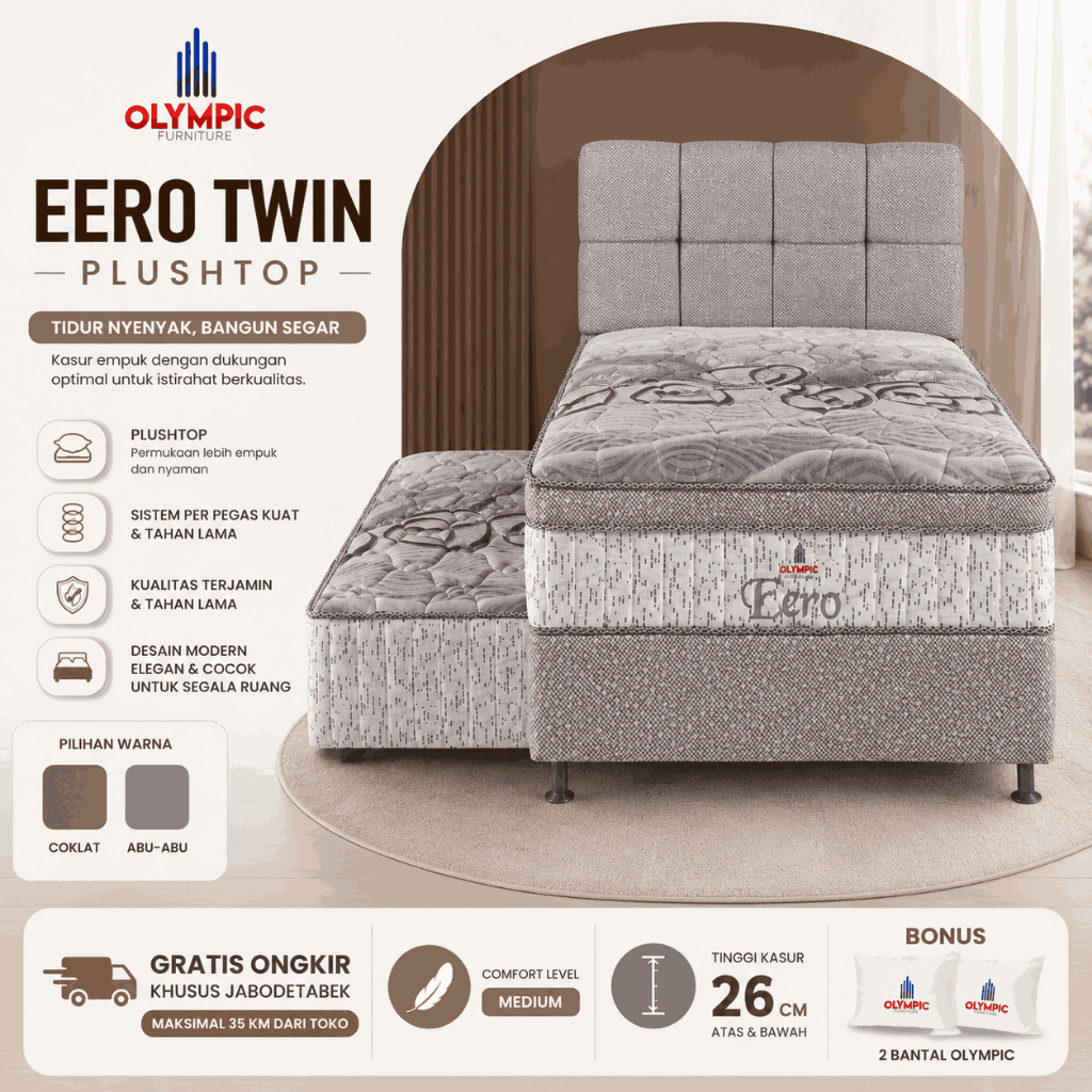 Kasur Springbed Sorong 2in1 2 in 1 Eero Twin Olympic Springbed Plushtop / Kasur Sorong / Kasur Tingk