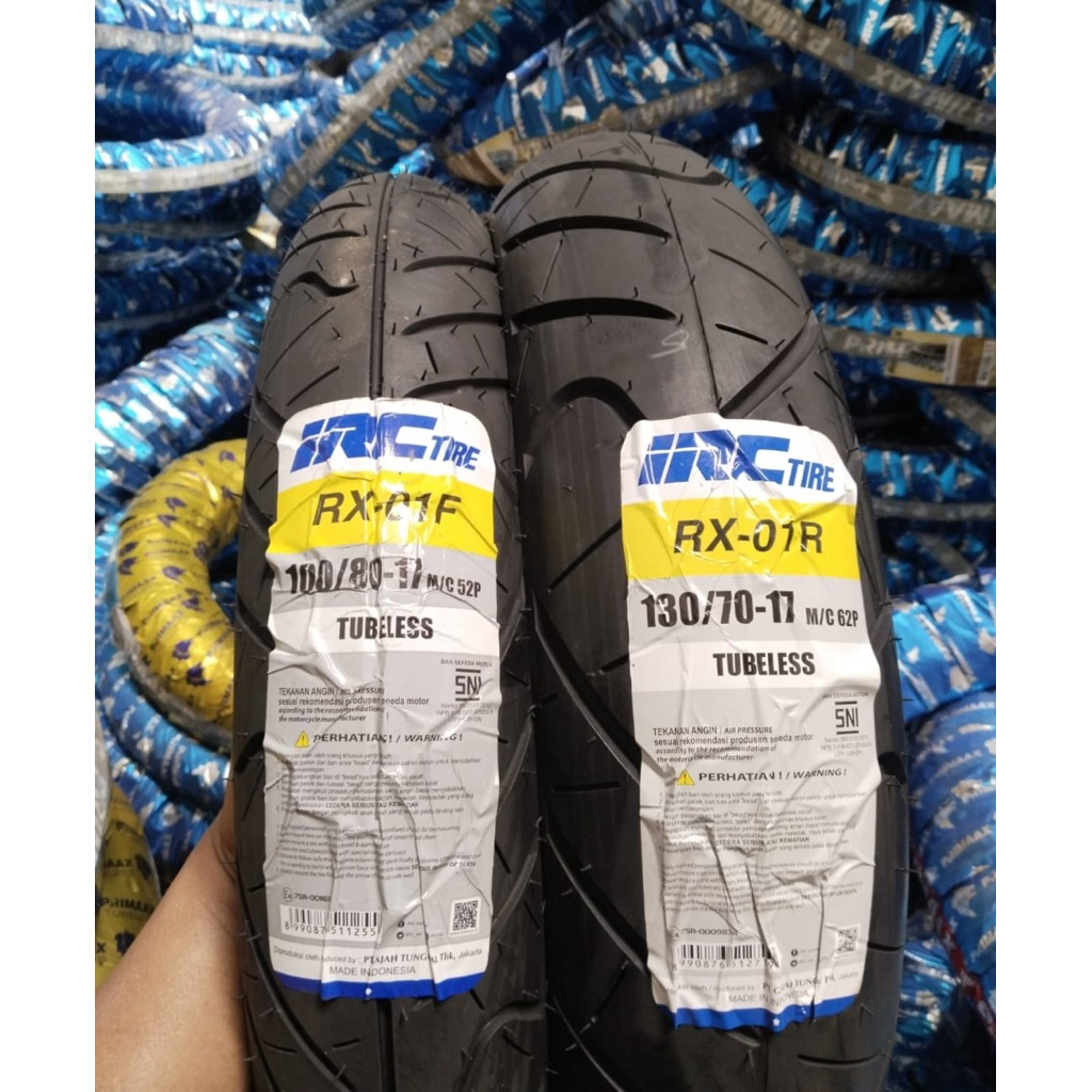 Sepasang Ban IRC 100/80-17 & 130/70-17 RX01f Tubeless Ban Vixion depan belakang