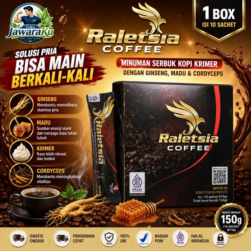 KOPI RALETSIA ORIGINAL 1 BOX ISI 10 SACHET BPOM - RALETSIA COFFEE KEMASAN TERBARU ASLI