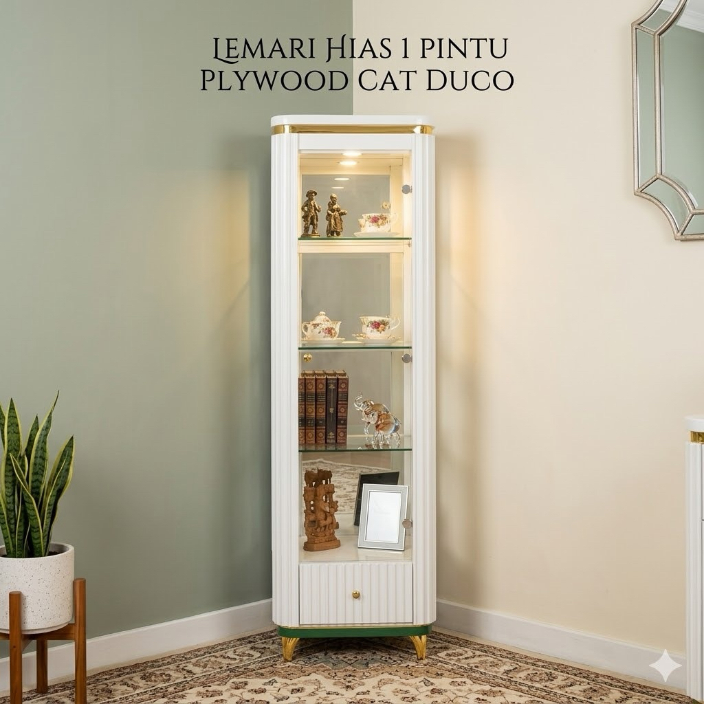 Lemari Hias 1 pintu Kaca Minimalis Lemari Pajangan Murah Lemari Piala Lemari Hias Plywood 1 pintu Le