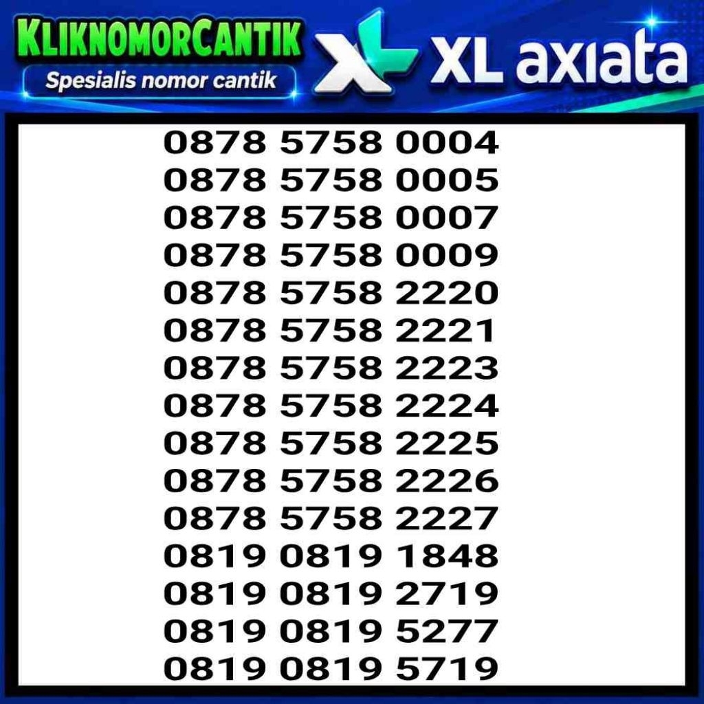Nomor cantik XL Axiata 4G&5G Kartu perdana XL axiata DNC 7