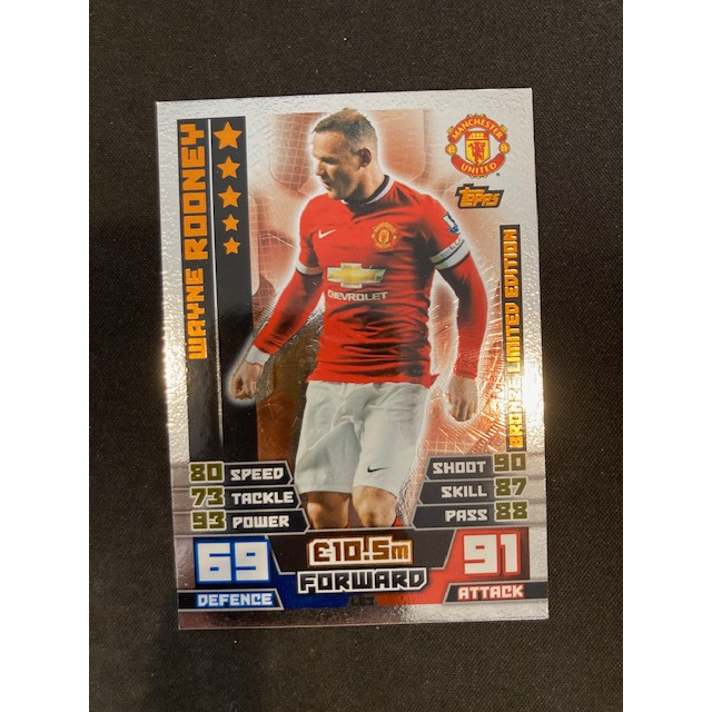 Kartu Koleksi Sepak Bola Soccer Topps Attax Bronze Limited Edition Manchester United Wayne Rooney