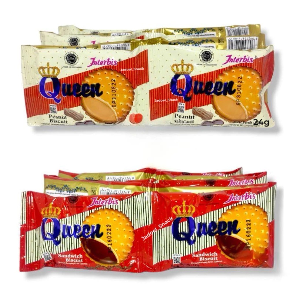 SSG INTERBIS BISKUIT QUEEN Biskuit Rasa Kacang Dan Rasa Coklat 1 Pak isi 10 Pcs