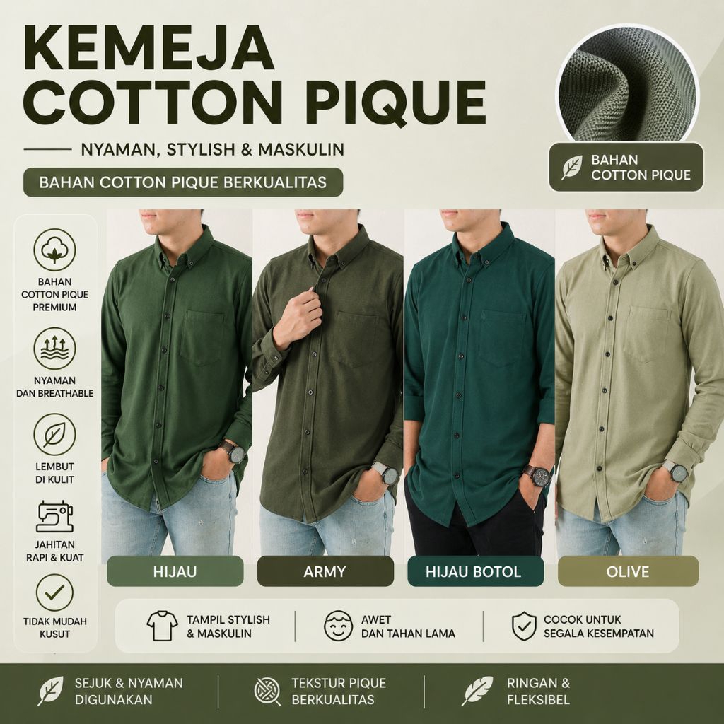 SEROTONIN ID | GREEN SERIES - Kemeja Lengan Panjang Pria Dewasa | Pria Formal | Kemeja Pria Casual |