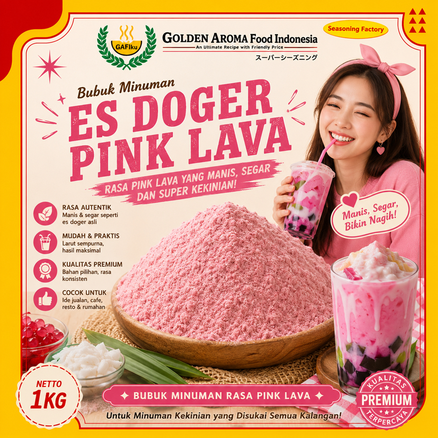 Bubuk Minuman Es Doger Pink Lava 1 Kg Serbuk Minuman Rasa Pink Lava Powder 1Kg Enak Murah Kekinian