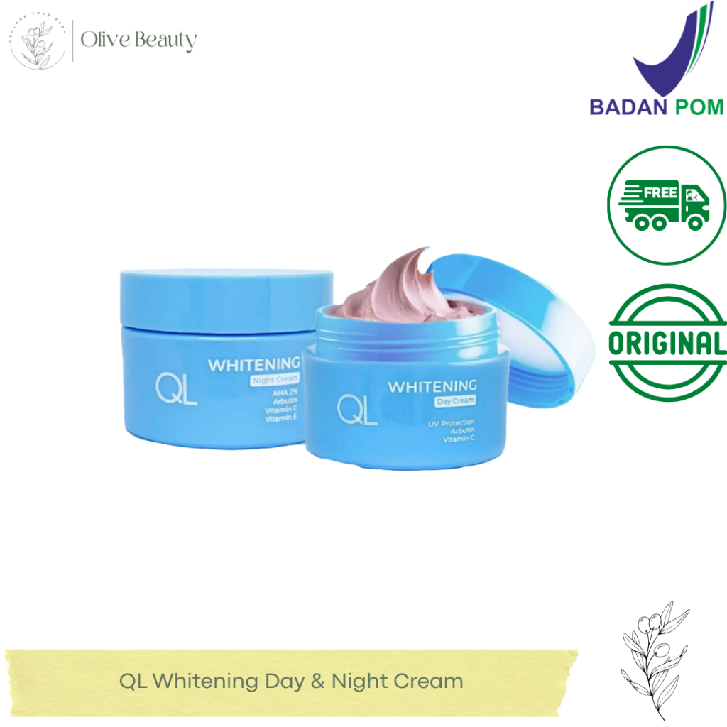 QL Cosmetic Whitening Day & Night Cream | Krim Siang & Malam Glowing Pencerah