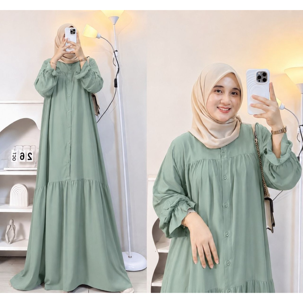 FagStore - Alena Dress Rayon Twill Jumbo LD 120 Cm | Gamis Terbaru Bahan Rayon Twill