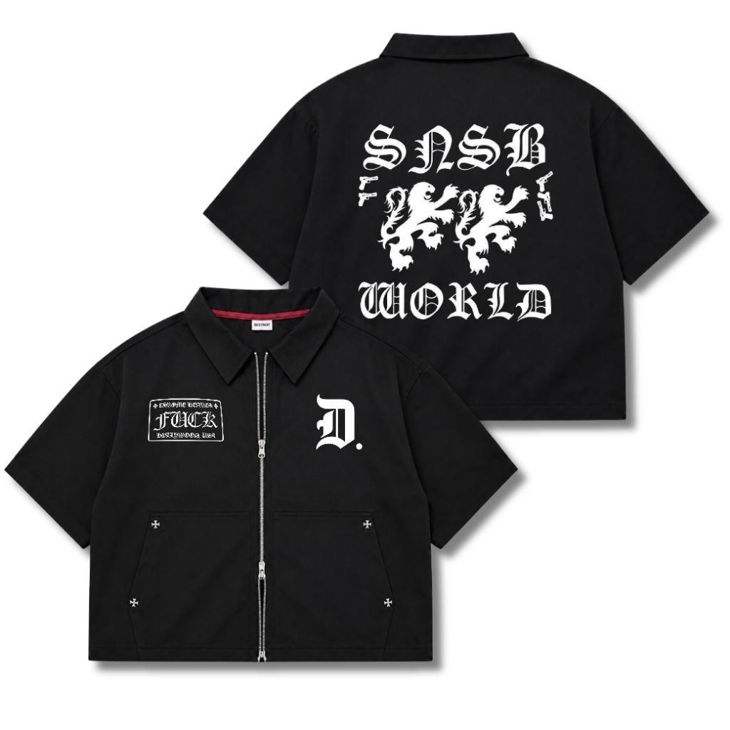 Workshirt Double Zipper Boxy Oversize - kemeja Boxy Oversize - Kemeja Pria - Kemeja Skena Zipper