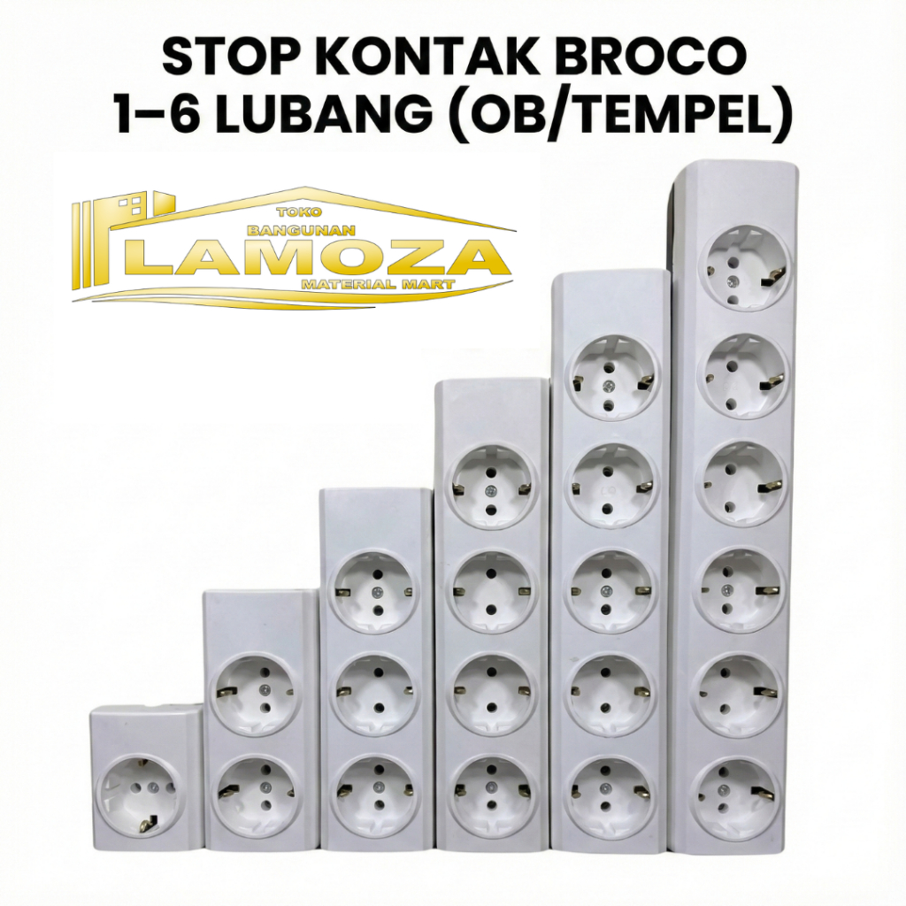 BROCO Stop Kontak Terminal Listrik 2- 6 Lubang