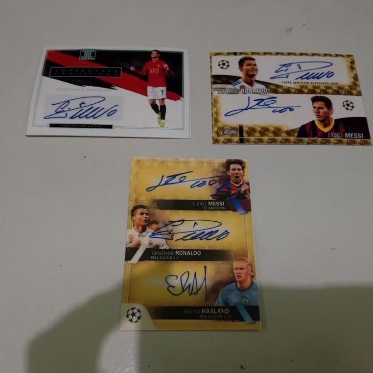 Bundle Fullprint Replica 3 Kartu Mainan Anak Jadul Bola tanda tangan Messi, Ronaldo