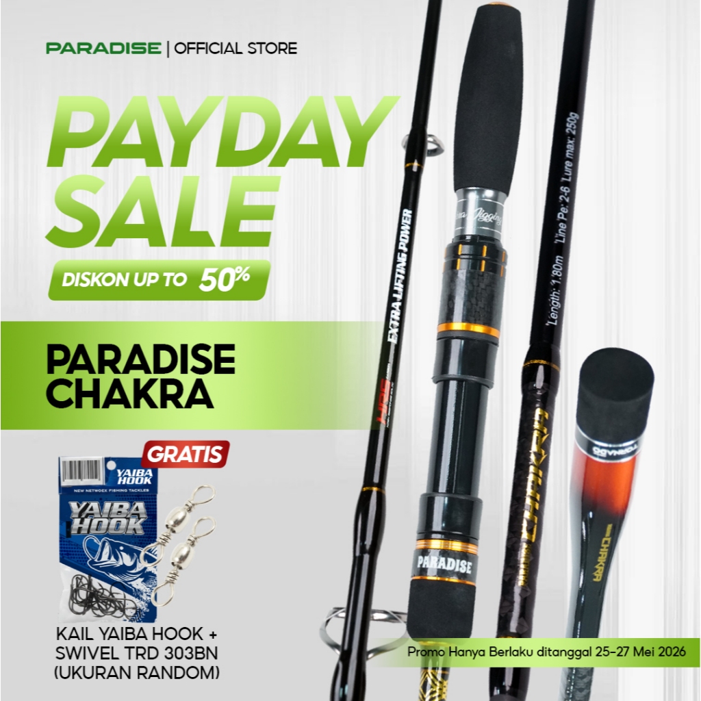 Paradise - Joran Pancing Paradise Chakra Jigging Mancing Dasaran Laut PE 2-6 180Cm Joran Pancingan