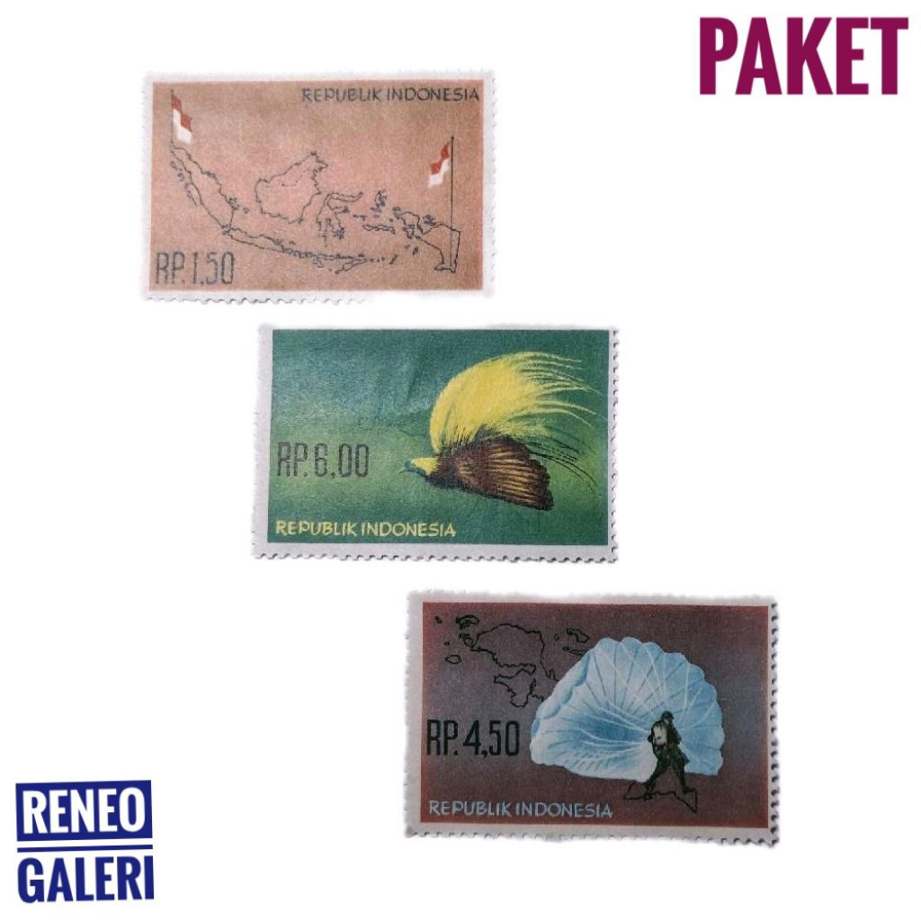 Paket 3 variasi prangko seri merah putih era pembebasan Irian Barat tahun 1963 set lengkap perangko 