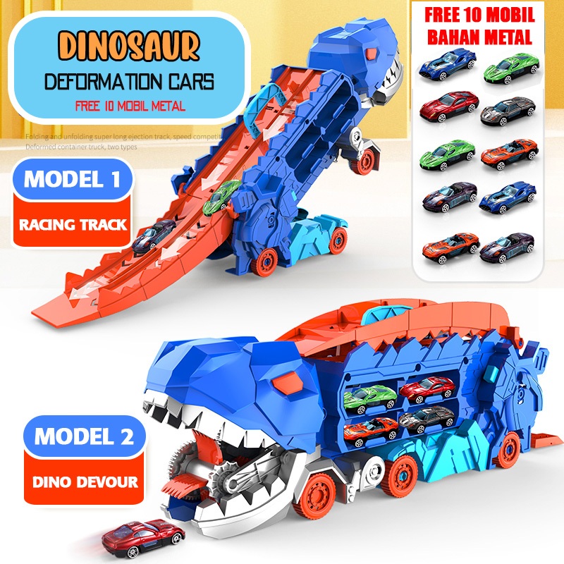 Mainan Deformed Track Truck+6PCS mobil Dinosaur Deformation+10PCS mobil Track Dream Car+6PCS mobil U