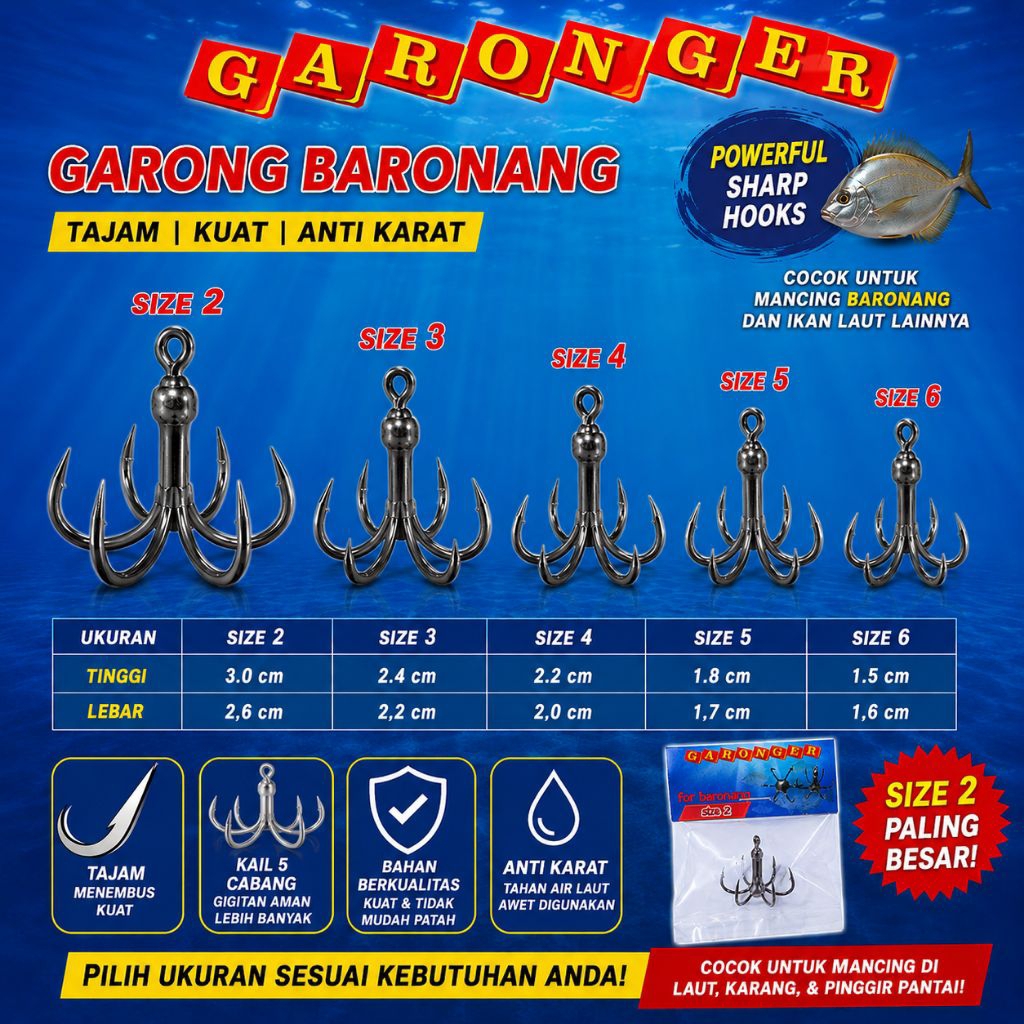 Garonger untuk ikan baronang No 2 s/d 7 paling besar No2