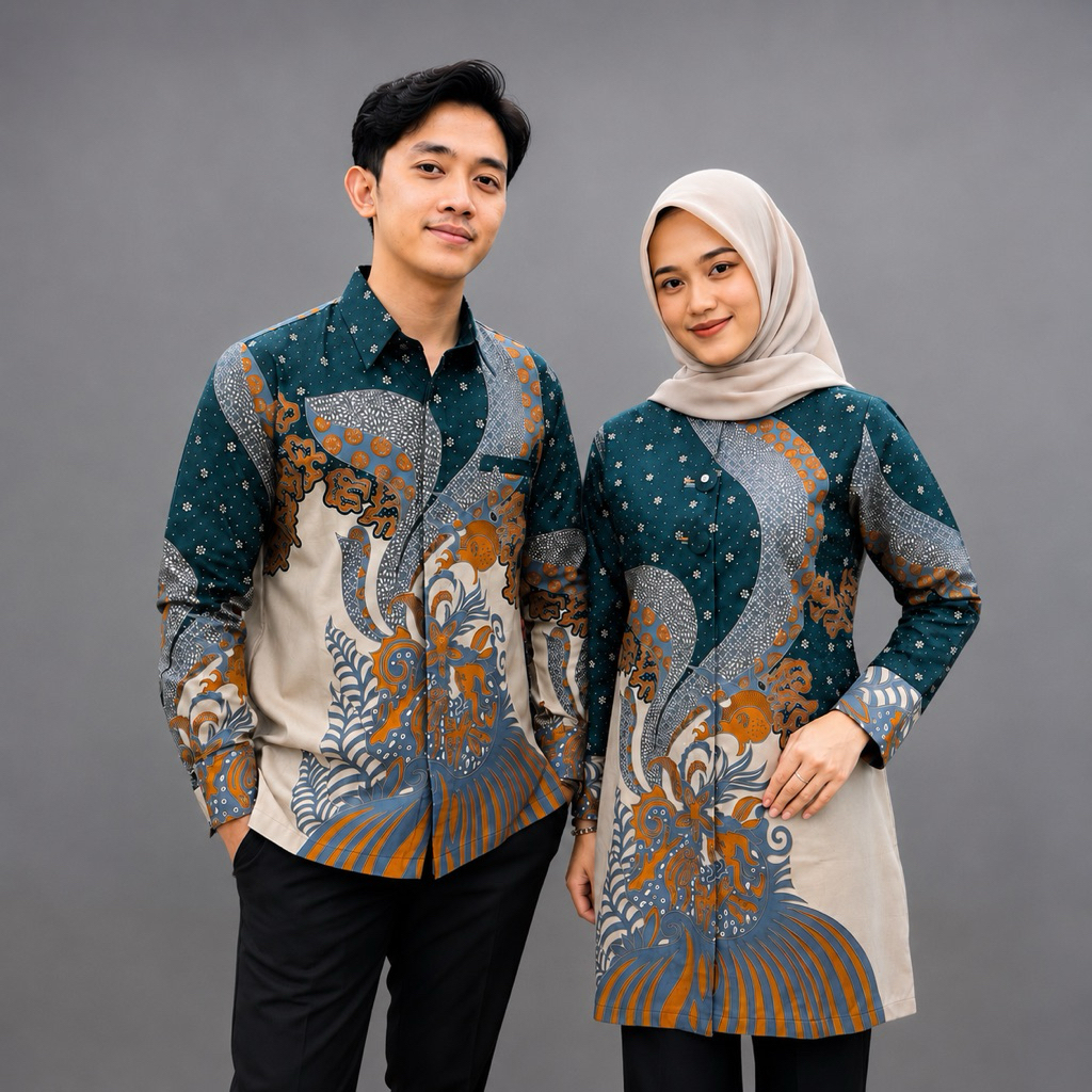 Baju batik tunik batik couple modern bahan katun primisima halus batik sarimbit full lapisan trikod 
