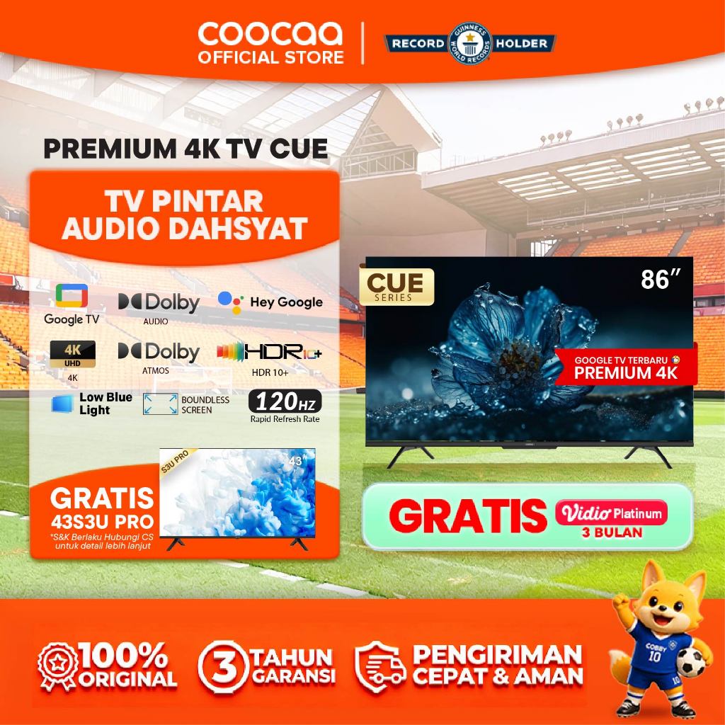 [NEW] [Google TV] COOCAA TV 86 inch - Smart TV - Digital TV - Netflix & Youtube - Google Assistant -
