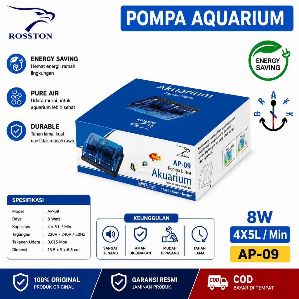 Pompa Udara Aquarium 4 Lubang Aerator Ikan Hias Alat Oksigen Akuarium
