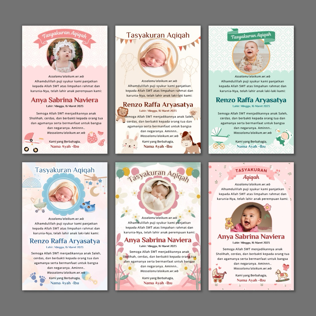 Label Stiker Tasyakuran Aqiqah | Kartu Ucapan Syukuran Kelahiran | Label Syukuran Kelahiran
