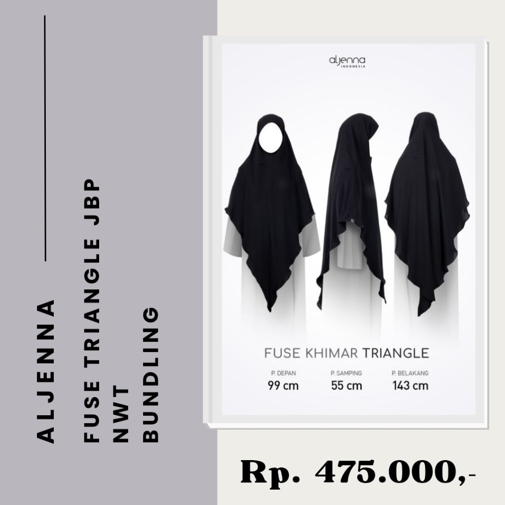Aljenna Fuse Khimar Triangle Jetblack Premium Bundling