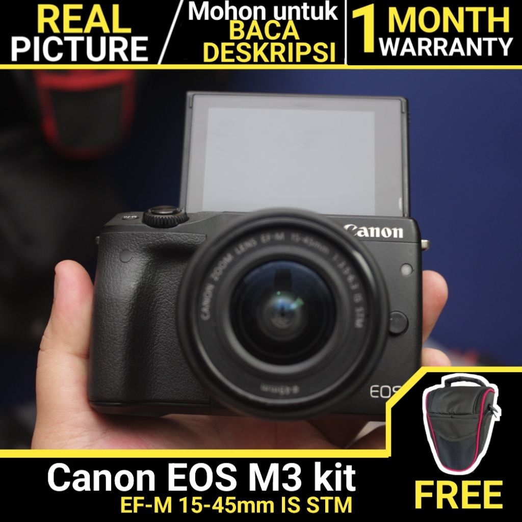 Canon M3 kit 15-45mm IS STM Black BEKAS