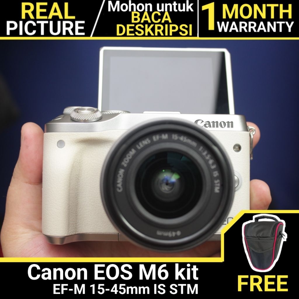 Canon M6 kit 15-45mm IS STM White BEKAS