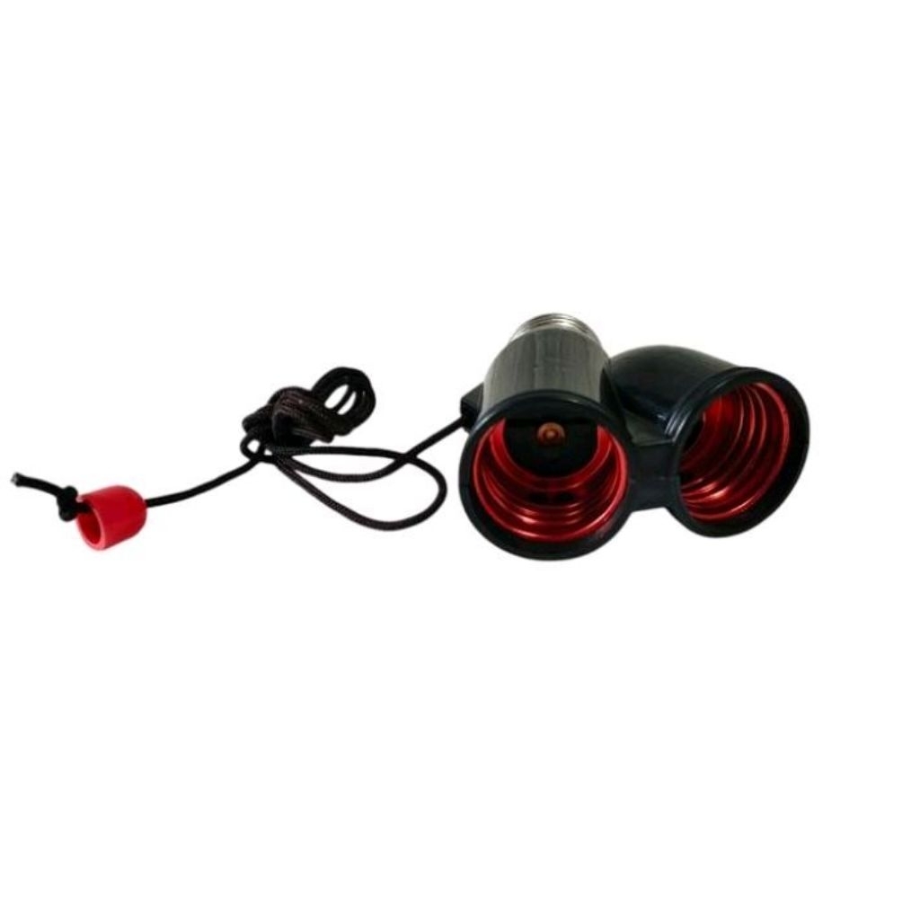 Fiting Tarik Fiting Lampu Tarik E27 Fiting Cabang 2 HITAM